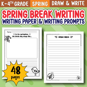 Spring Break Vacation Activity Writing Paper Kindergarten First Second  Grade