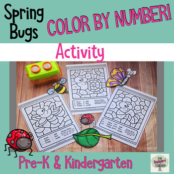 Preview of Spring Bugs Colour-By-Number Activity | Pre-K and Kindergarten
