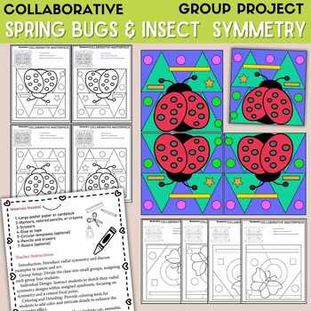 Preview of Spring Bugs & Insect Symmetry Collaborative Art Project Mosaic Spring Art Craft