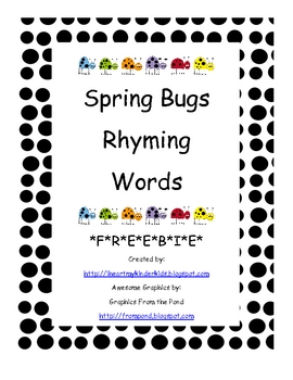 Spring Bugs Rhyming Words *F*R*E*E*B*I*E* by I Heart My Kinder Kids