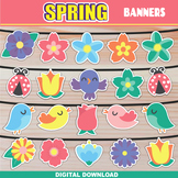 Spring Bulletin Board Banners | Flower Birds Bugs Class De