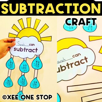 Preview of Summer Craft 2 Digit Subtraction Math Review End of Year Activities 2nd Grade