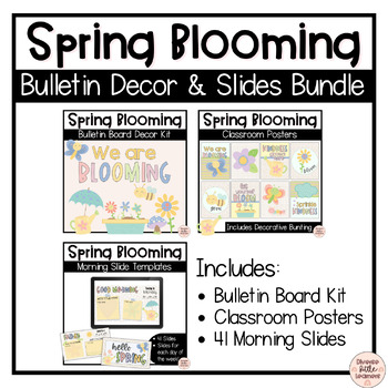 Preview of Spring Bulletin Board Decor and Morning Slides Bundle | We Are Blooming