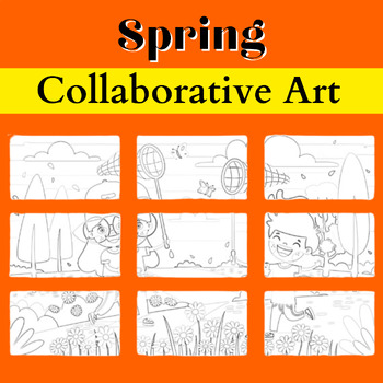 Preview of Spring Bulletin Board Flower Decor Activities Collaborative Coloring page Poster