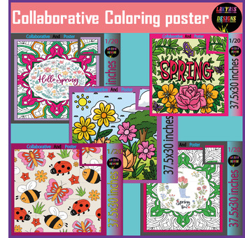 Preview of Spring Bulletin Board Flower Door Decor Activities Collaborative Sheets Bundle