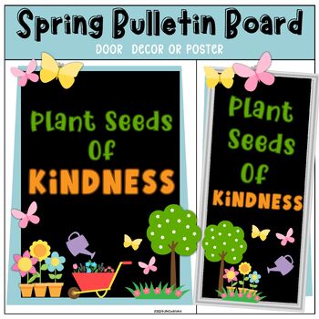 Preview of Spring Bulletin Board Kit, Door Decor, Plant Seeds Of Kindness, Editable