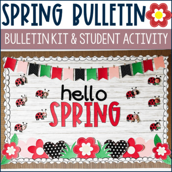 Preview of Spring Bulletin Board With Letters |  Ladybug Spring Craft | Hello Spring Door