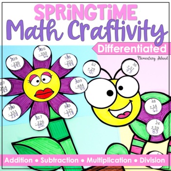 Preview of Spring Bulletin Board Math Craft with Cross-Curricular Writing Options