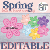 Spring Bulletin Board Spring Flower Name Tags Clipart | EDITABLE