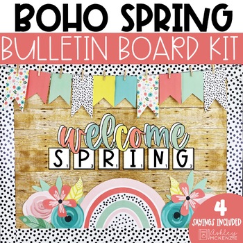 Preview of Boho Spring Bulletin Board or Door Decor | Spring Bulletin Board Letters