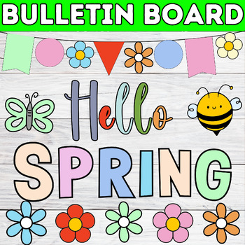 Preview of Spring Bulletin Board Craft Activities Flowers Theme Door Decor April Craft Idea