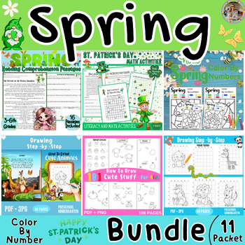 Preview of Spring Bundle - Coloring By Number | Litracy and math activities | St. Patrick's