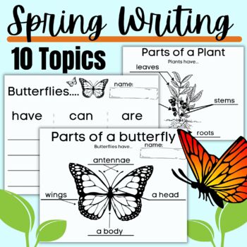 Preview of Spring Bundle Informative Writing for a Butterfly Flower Tree Bee Sunflower +