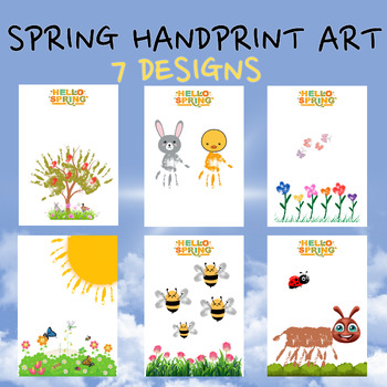 Preview of Spring Bundle of Handprint Artwork, Spring Handprint Crafts, Printable, Spring,