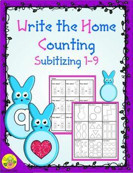Preview of Spring Bunnies Counting 1-9 (Subitizing) Write the Home | Distance Learning