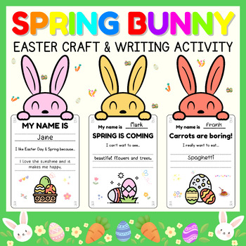 Preview of Spring Bunny Craft | Door Decor & Bulletin Board l Easter Writing Activity