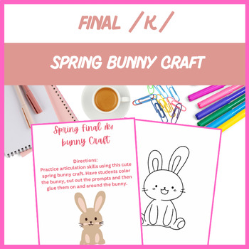 Preview of Spring Bunny Final /k/ Craft - Articulation, Speech | Digital Resource