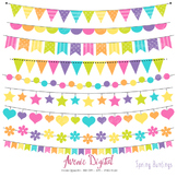 Spring Bunting Banner Clipart Scrapbook Vector Colorful Pa