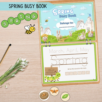 Preview of Spring Busy Book for Kids, Printable Preschool Activity Book  Busy Toddler Learn