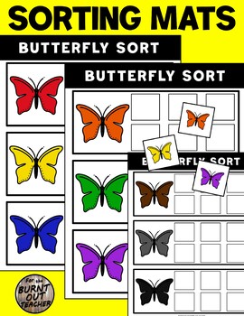 Preview of Spring Butterflies Butterfly Sort Color Sorting Binder Task Fast Finisher Colors