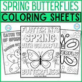 Spring Butterflies Coloring Sheets,Spring printable pages,