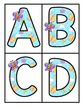 Preview of Spring Butterflies Large Alphabet Letters Upper and Lower Case FREE