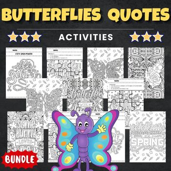 Preview of Spring Butterflies Quotes Activities - Fun Spring Insects Activities & Games