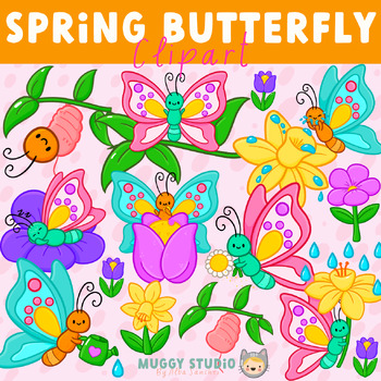 Preview of Spring Butterfly Clipart {Cute Butterfly Clip Art}