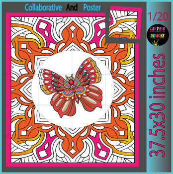 Preview of Spring  Butterfly Collaborative Coloring Poster Fun Activity to Celebrate Spring