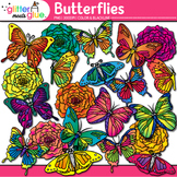 Spring Butterfly & Flower Clipart Images: Colorful Monarch