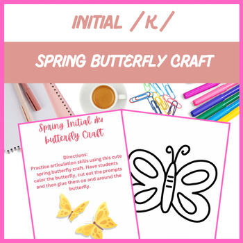 Preview of Spring Butterfly Initial /k/ Craft - Articulation, Speech | Digital Resource