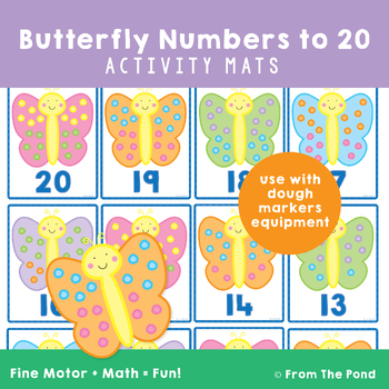 Preview of Spring Butterfly Numbers to 20 Math Play Mats