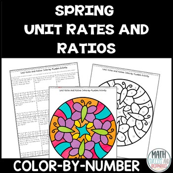 Preview of Spring Butterfly Unit Rates and Ratios Math Color by Number Activity