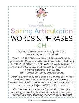 Preview of Spring CH Word Checklist