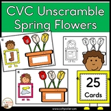 CVC Unscramble Spring Flowers Center Word Building