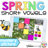 Spring CVC Short Vowels Mystery Picture Boom Cards & TpT Easel