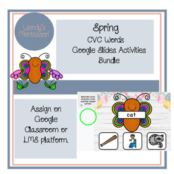 Preview of Spring CVC Word Google Slides Digital Activities Bundle