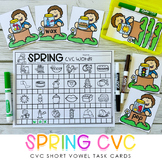 Spring CVC Words - CVC Task Cards - Spring Literacy Centers