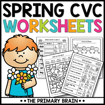 Preview of Spring CVC Words Worksheets | No Prep Practice Phonics Activities