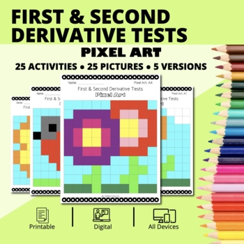 Preview of Spring: Calculus First & Second Derivative Tests Pixel Art Activity