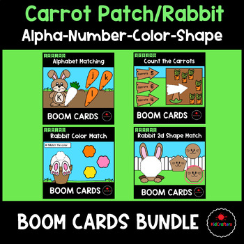 Preview of Spring | Carrot Patch / Rabbit Alpha-Number-Color-Shape Boom Cards™ Bundle