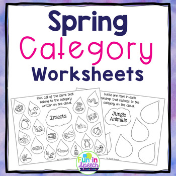 Preview of Spring Category Worksheets for Speech and Language Therapy