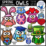 Spring Celebrations Owls Clip Art