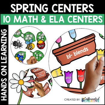 Preview of Spring Math and ELA Center Activities | Spring Holidays Hands on Games Bundle