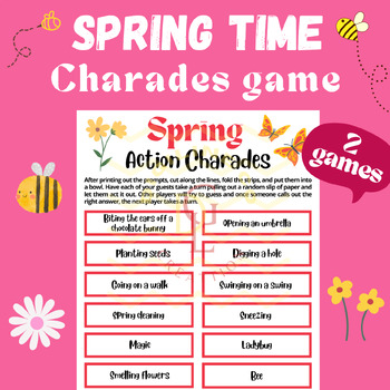 Preview of Spring Charades Pictionary game brain breaks Activities primary middle 6th 7th
