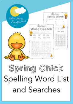 Preview of Spring Chick Spelling Word List and Searches