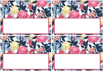 Preview of Spring, 4 Chinese Flowers Labels, Desk Labels, Name Tags, Book Bin Labels