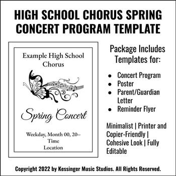 Preview of Spring Choir Concert Program Template | Minimalist | Editable | Printer-Friendly