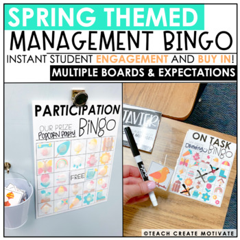 Preview of Spring Classroom Management Bingo Games - Behavior Management Student Engagement