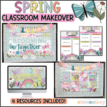 Preview of Spring Classroom Makeover Bundle | Trendy Spring/Easter Class Decor
